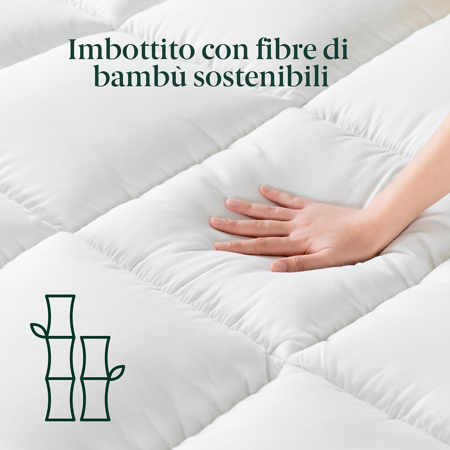 Detalle de Zinus Topper Matrimoniale 160x190 cm, 5 cm Coprimaterasso trapuntato in bamboo – morbido, igienico e lavabile
