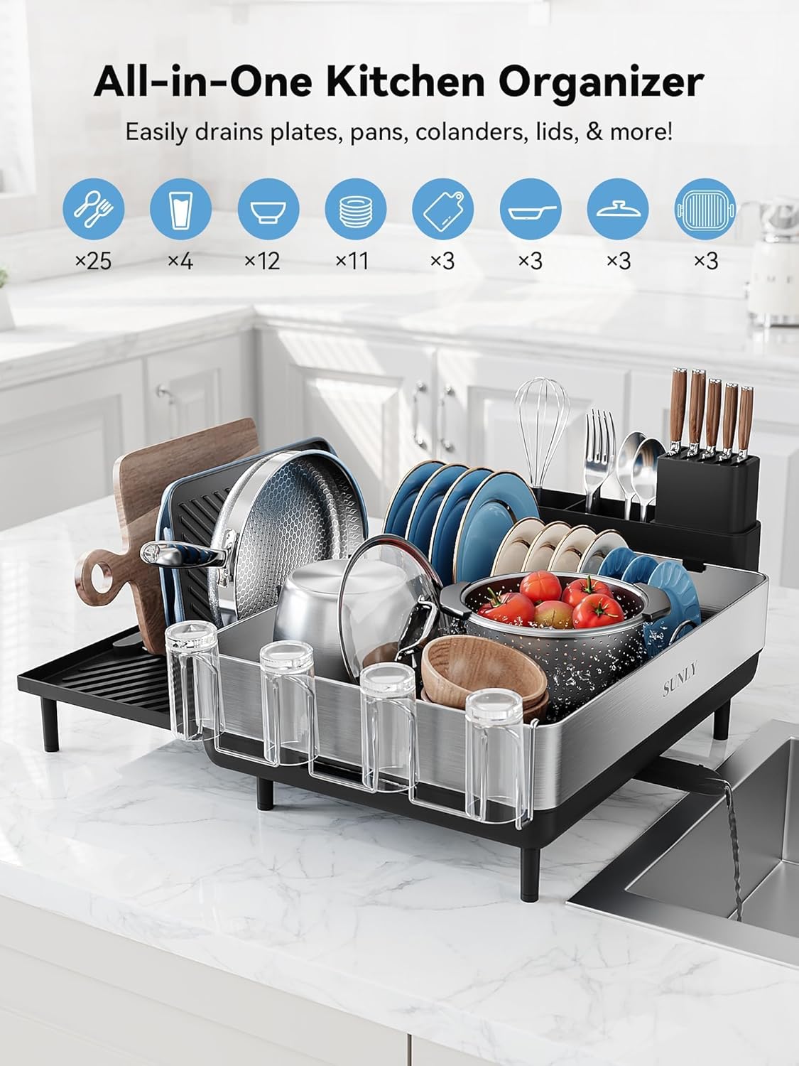 Thumbnail 1 de SUNLY Large Dish Drying Rack 14×5.9"
