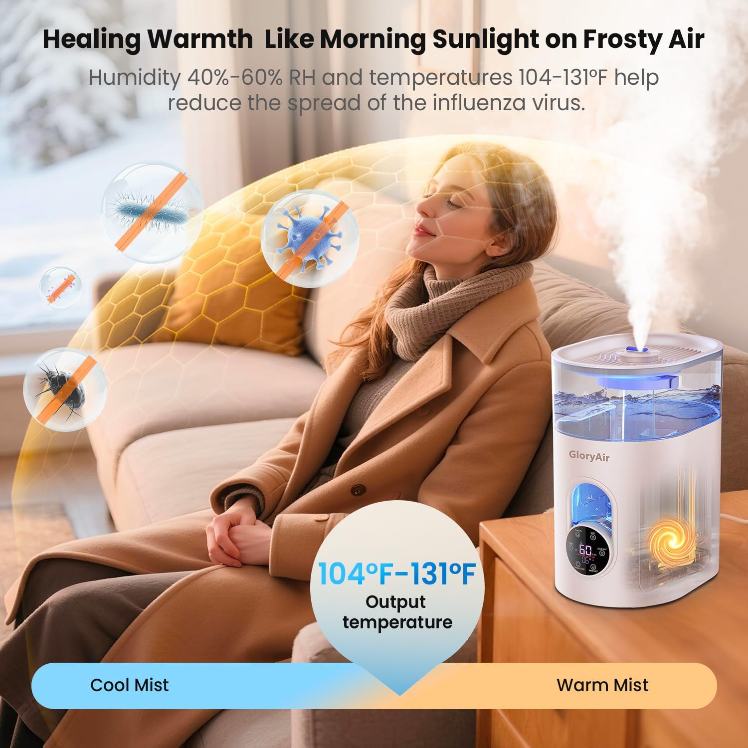 Detalle 2 de GloryAir 6L Quiet Humidifier with Smart Humidity Control 💧