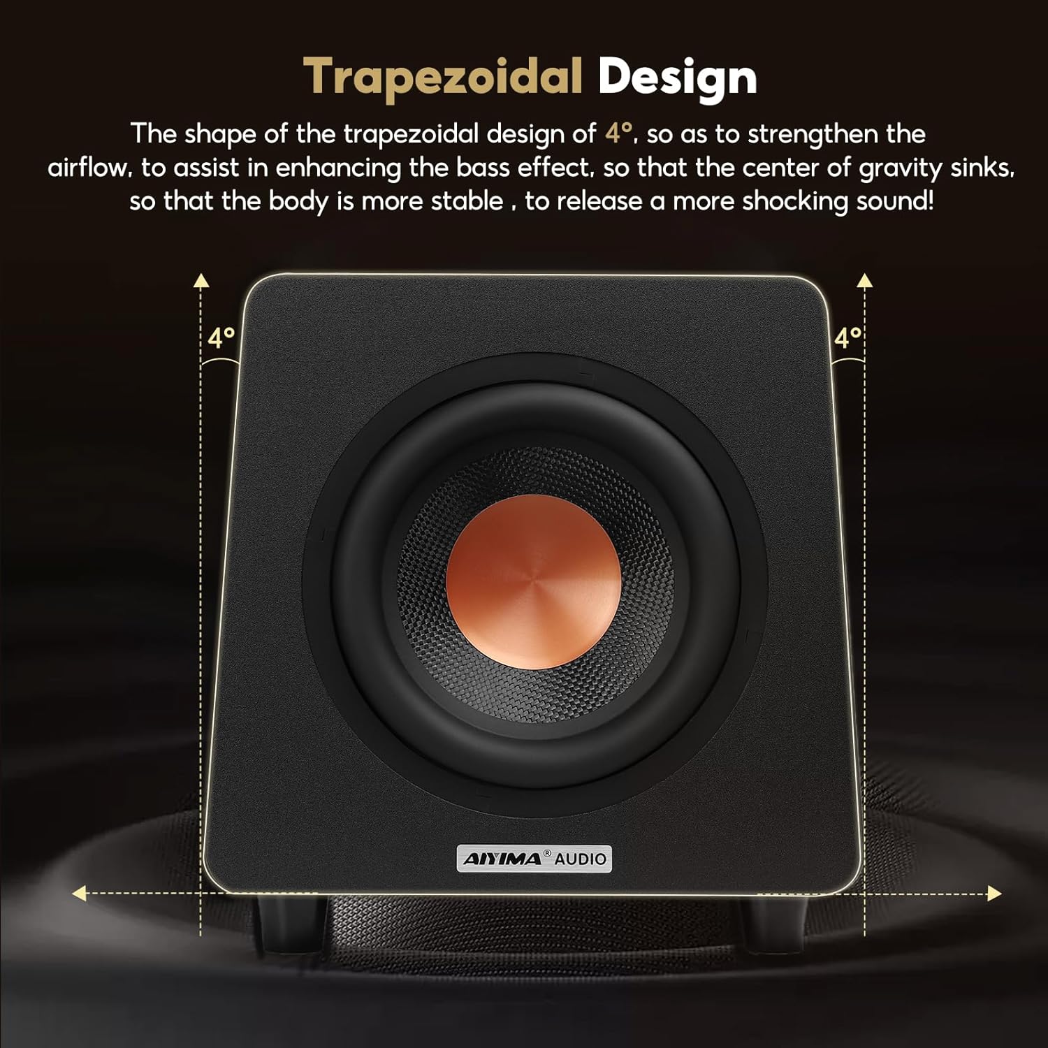 Detalle de AIYIMA 800X 8-Inch Powered Subwoofer: Deep Bass for Home Theatres and Games