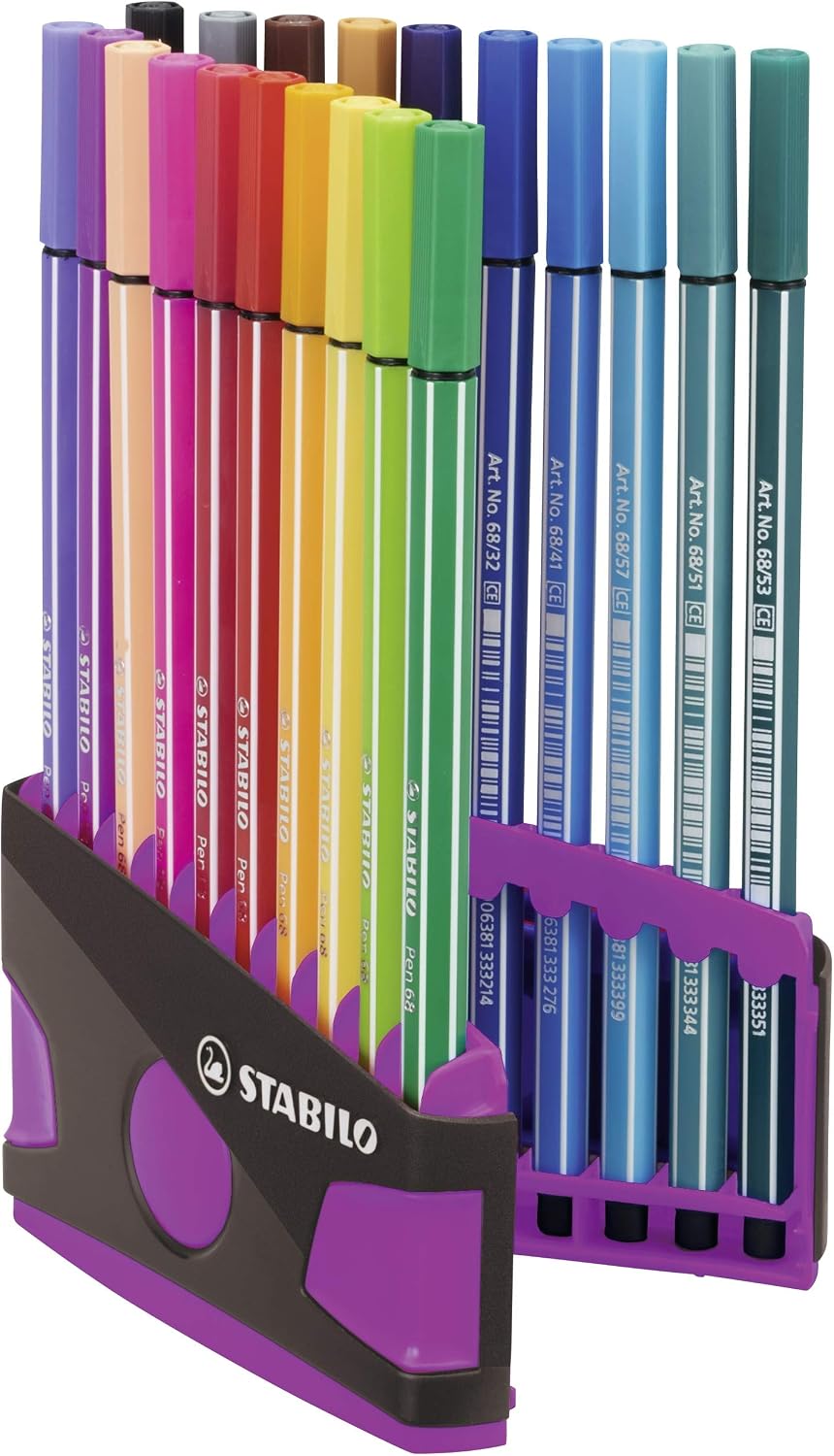 Detalle de STABILO Premium-Filzstift Pen 68 ColorParade – 20er Tischset in Anthrazit/Pink