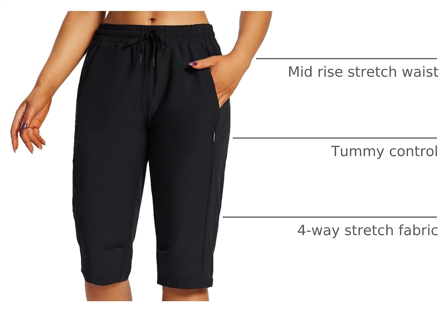 Detalle de baleaf Women’s 15" Hiking Shorts (Long Bermuda) Cargo Capris with Quick-Dry DWR