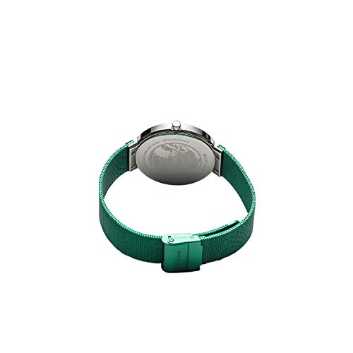Detalle de BERING 14539-808: Orologio unisex al quarzo con cassa in acciaio, quadrante verde e cinturino Milanese