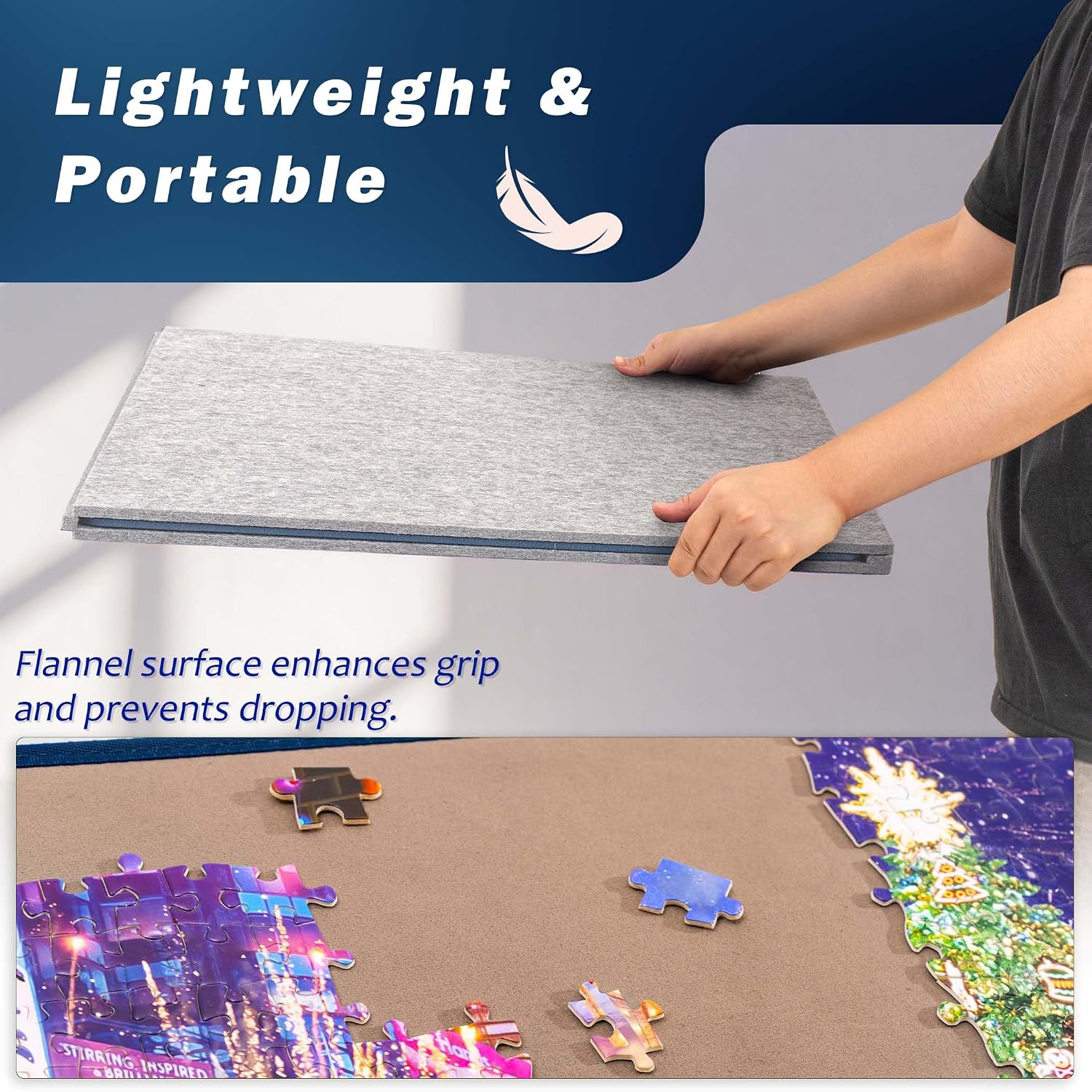 Thumbnail 4 de Tektalk Jigsaw Puzzle Board with 2-in-1 Stand & Cover (Khaki) for Up to 1000 Pieces