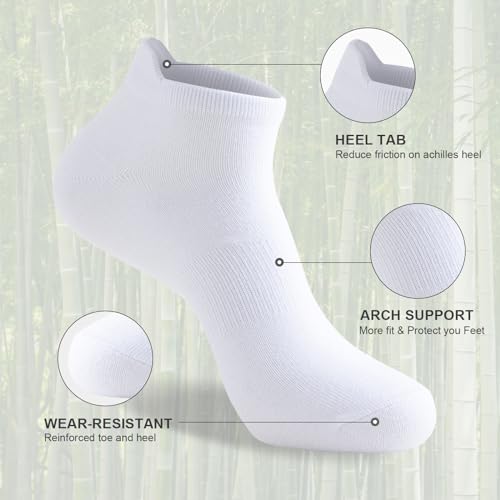 Thumbnail 2 de Niorasen Bamboo Trainer Socks for Men & Women (6 Pairs) – Low Cut White, UK 9–11