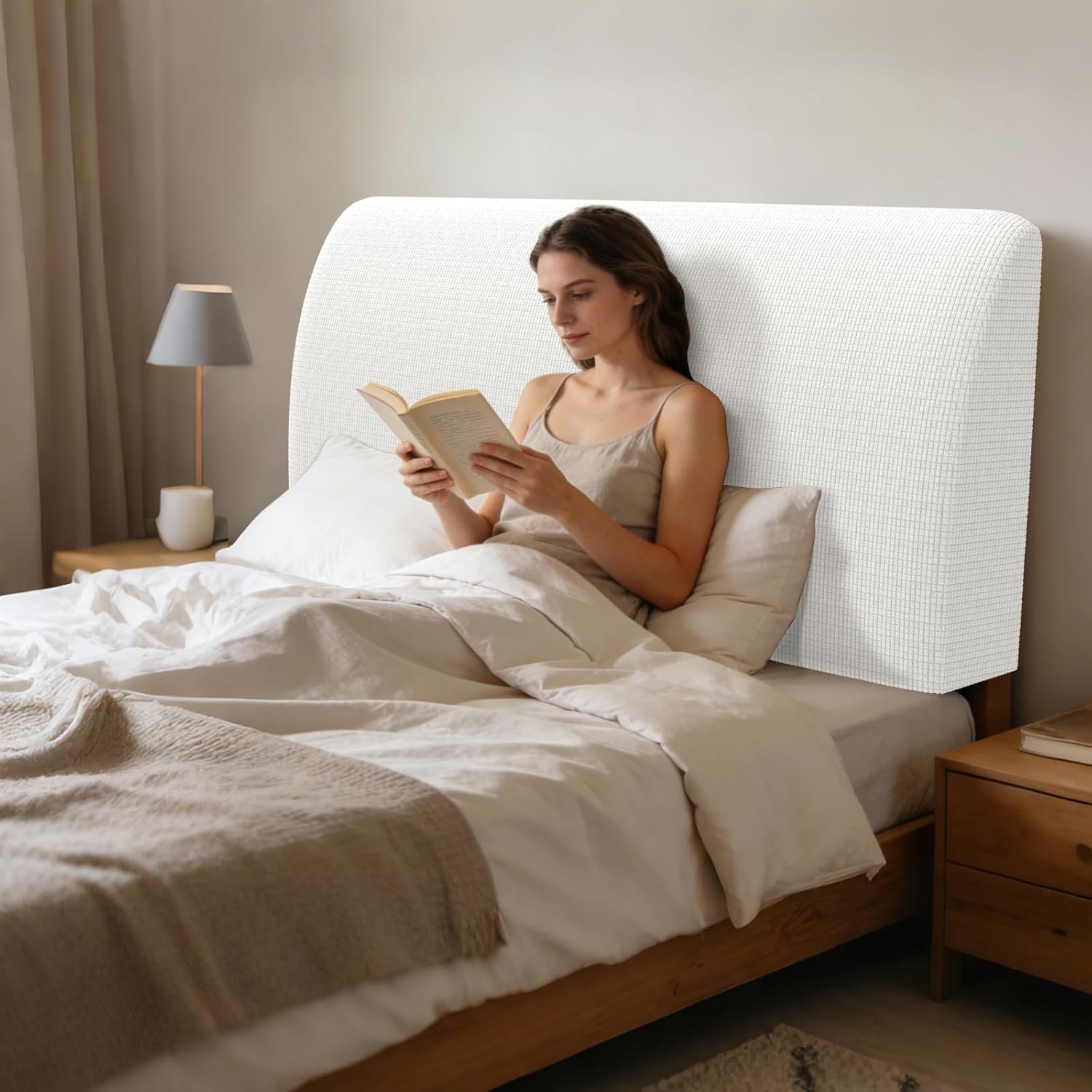 Thumbnail 1 de Yidaxing Copertura per Testiera: Copritestata imbottita elastica 360° per letto matrimoniale, Bianco 180-200 cm