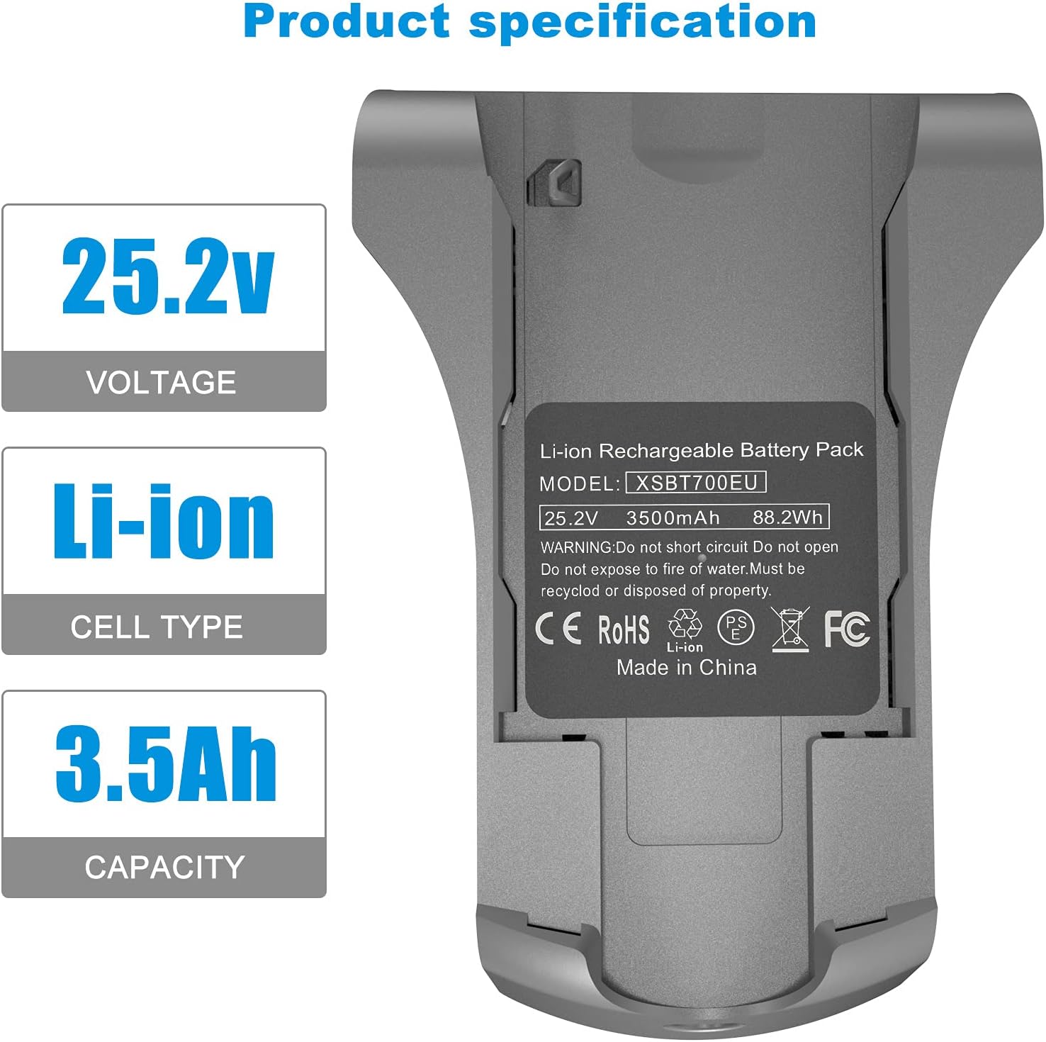 Thumbnail 3 de Wodeuibr 3.5Ah Replacement Battery for Shark XSBT700EU (25.2V) for IZ201, IZ251 and IZ462H cordless vacuums