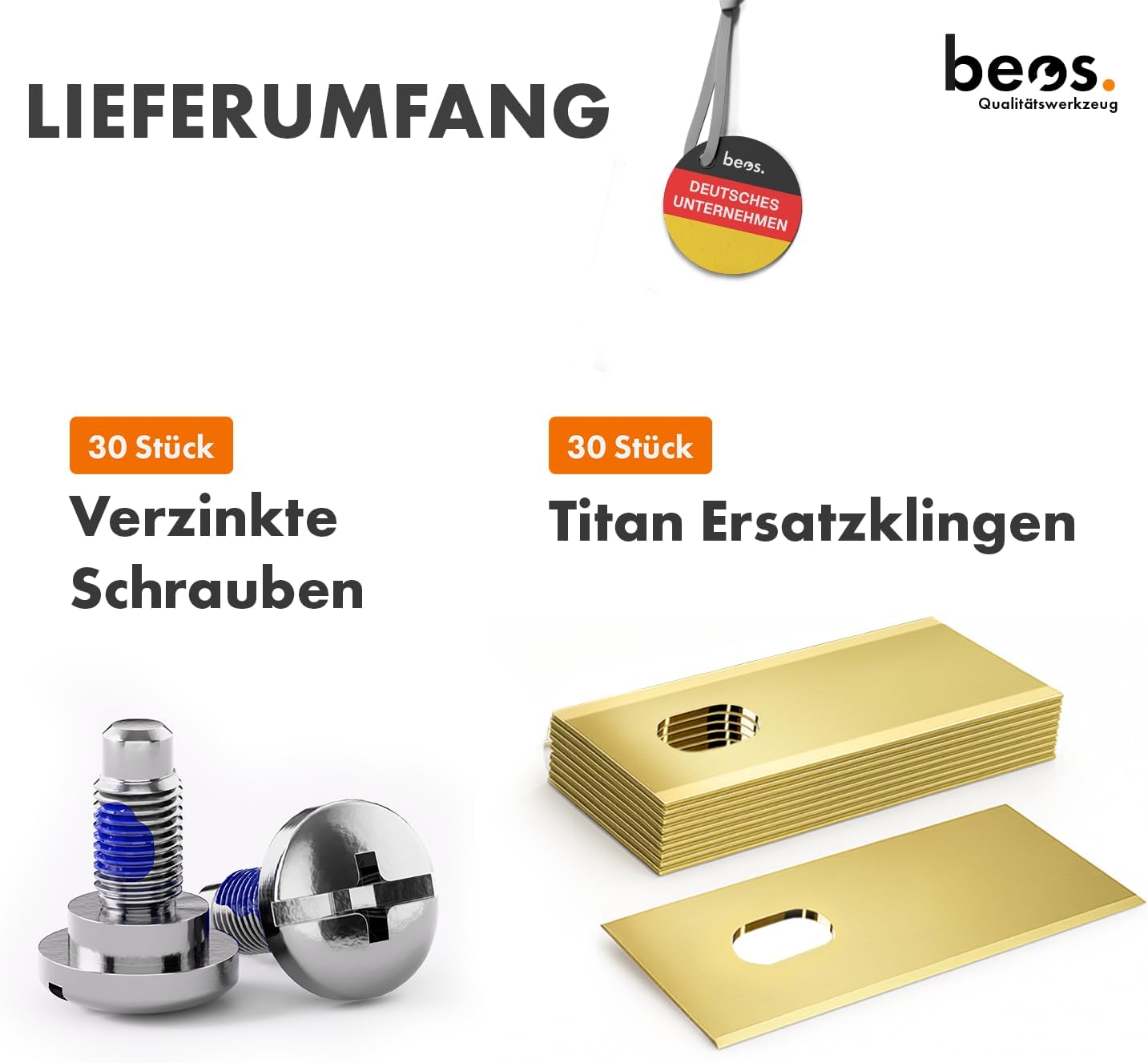 Detalle de BEOS 30x Premium Titan Ersatzmesser & Schrauben – kompatibel mit Dreame-Mährobotern