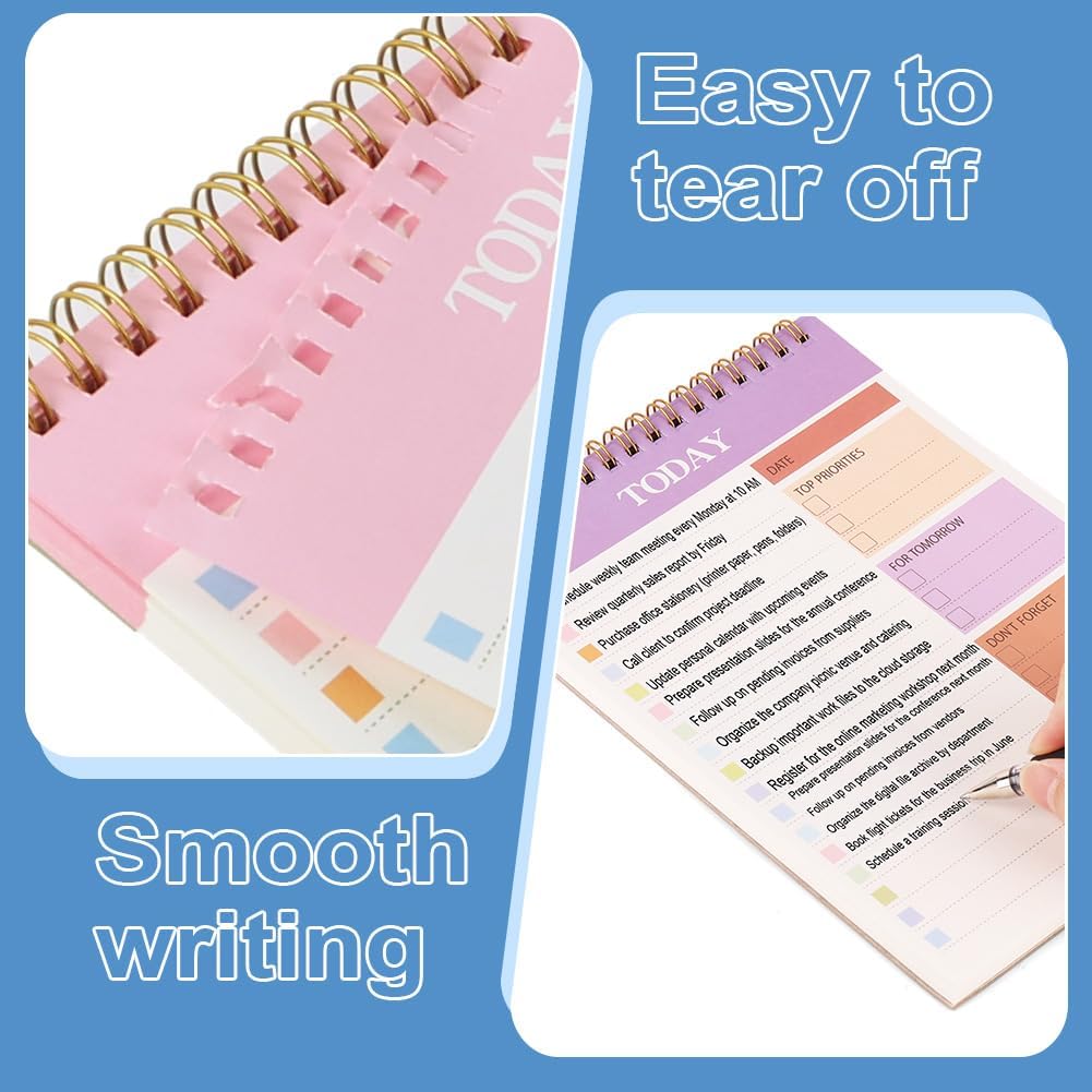 Thumbnail 4 de OFFCUP To Do List Planner A5 non datato, 2 pezzi da 52 fogli (104 pagine) con rilegatura a doppia spirale