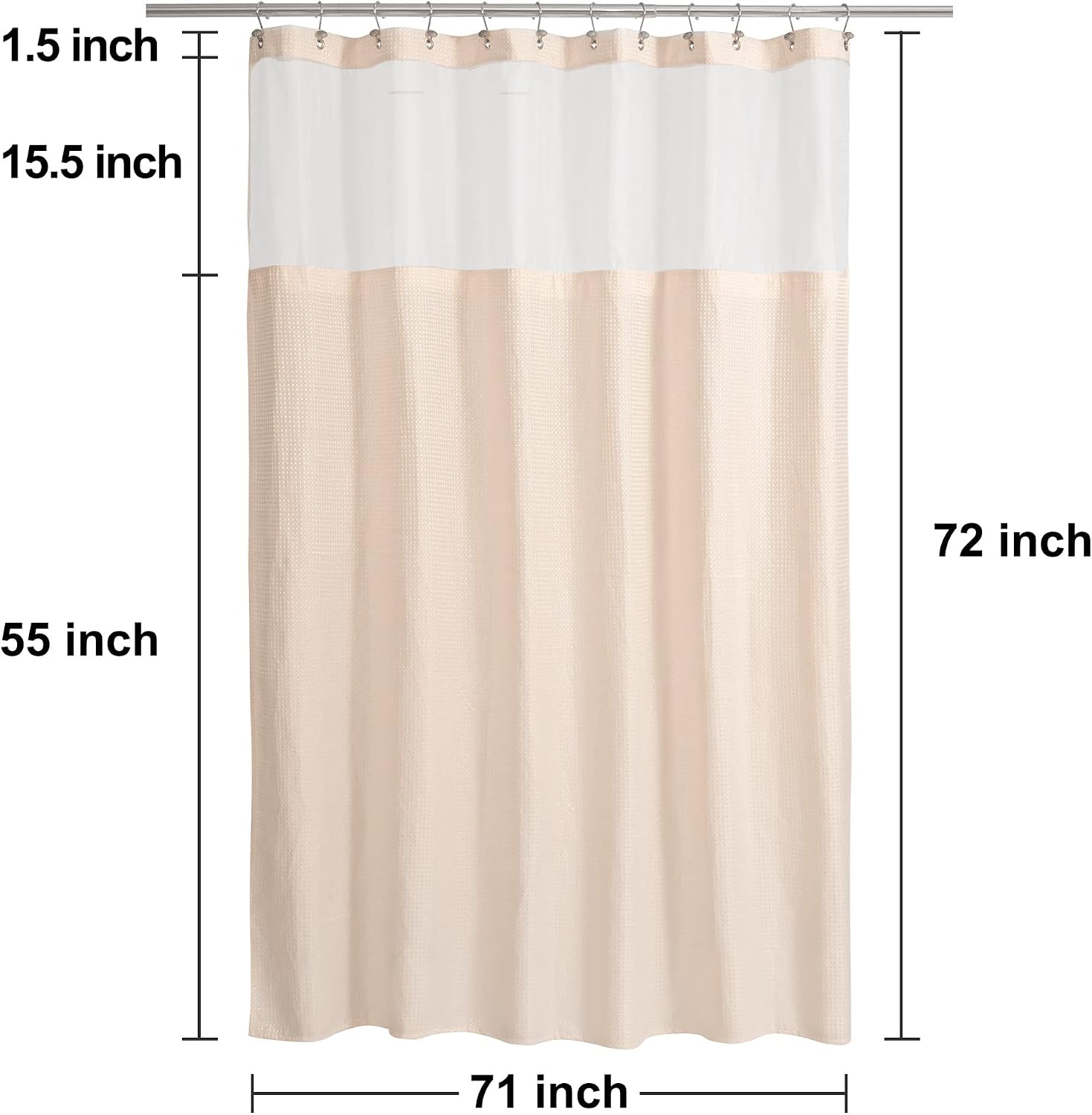 Detalle de N&Y HOME Waffle Weave Shower Curtain 71x72