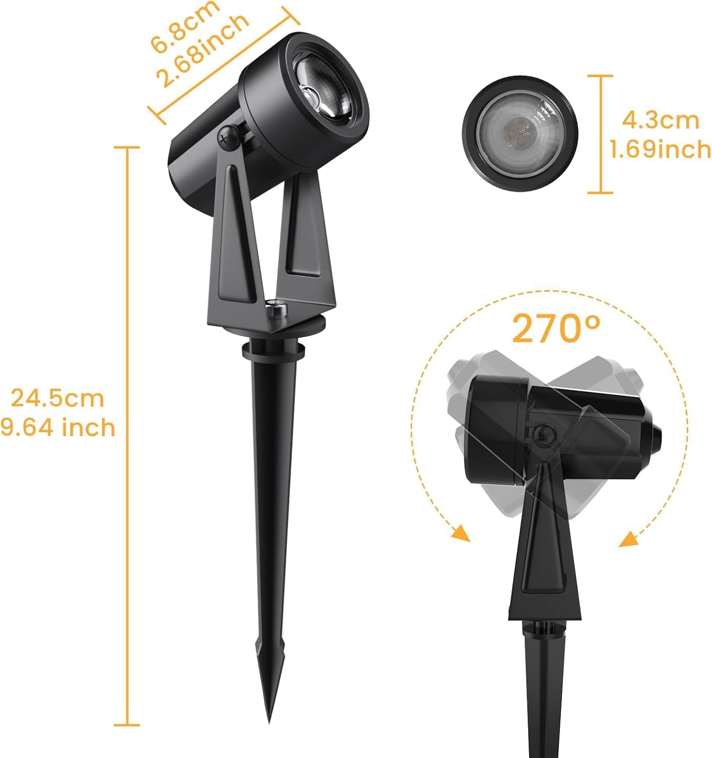 Detalle de Pogestrand Faretto LED da Esterno 14M/46FT – Confezione da 4 Faretti Paesaggistici 3000K IP65