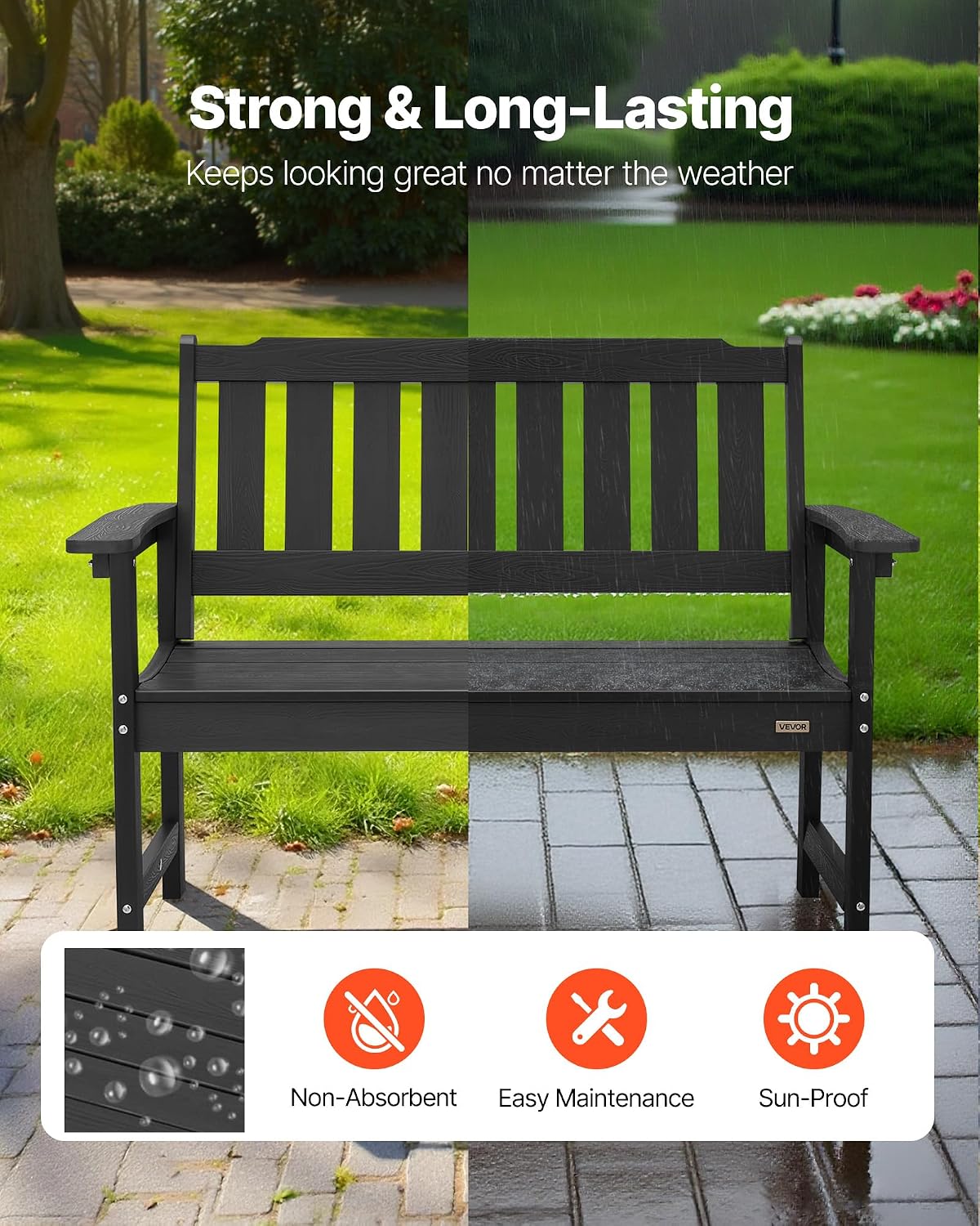 Detalle 2 de VEVOR Outdoor Bench, 50.5-Inch