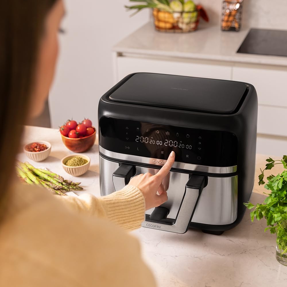 Detalle de Cecotec Friteuse à Air Sans Huile 9L Séparable en 2 – Cecofry Dual 9000 (2850W), PerfectCook, Tactile et Double Température