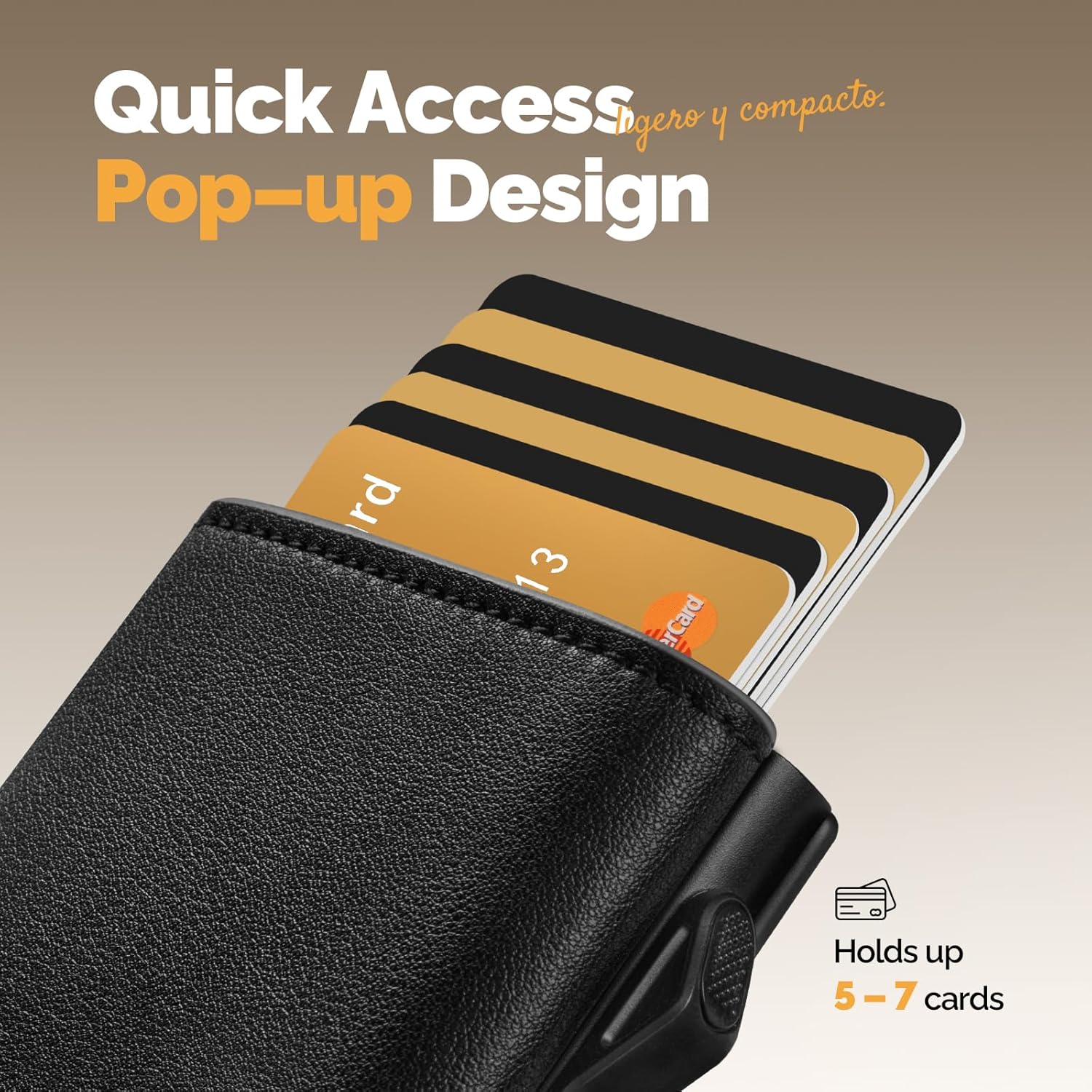 Thumbnail 6 de YESIIW slim pop-up mens wallet with RFID blocking, coin pocket & ID window (Black)