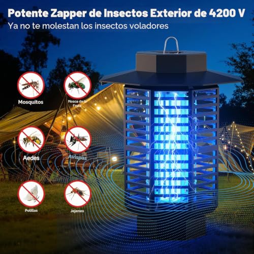 Detalle de Lámpara Antimosquitos Eléctrica 4200V 18W DPBOQUBDJ: eficaz, silenciosa y resistente al exterior