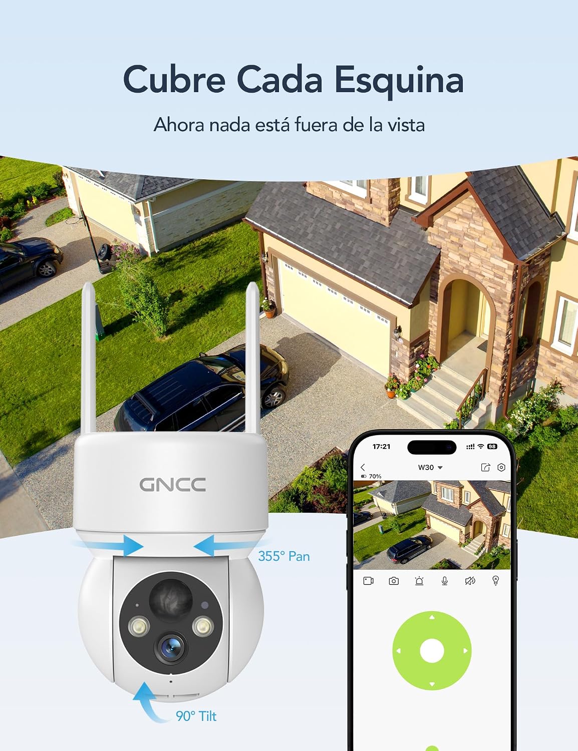 Detalle 1 de GNCC Cámara Vigilancia WiFi Exterior Solar 1080p