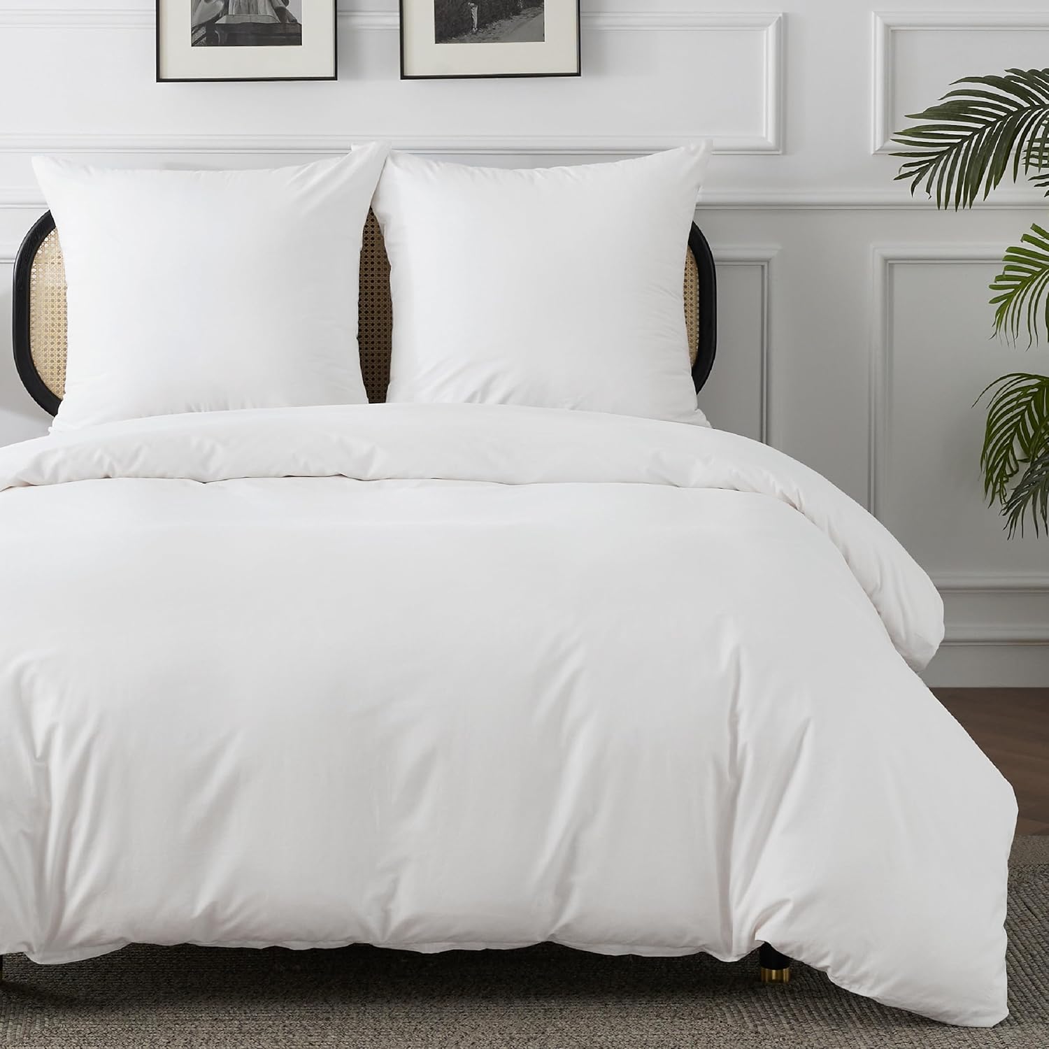 Thumbnail 1 de BEDSURE Bettwäsche-Set 220x240 cm aus Baumwolle (3-teilig, Weiß) mit Reißverschluss
