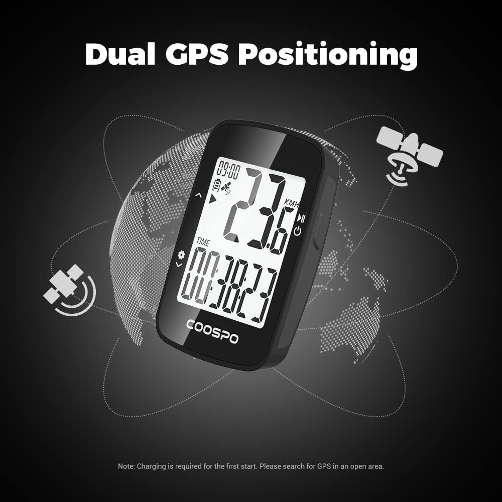 Detalle de COOSPO BC26 Bike Computer Wireless GPS with 2.3" Display and IPX7 Waterproofing