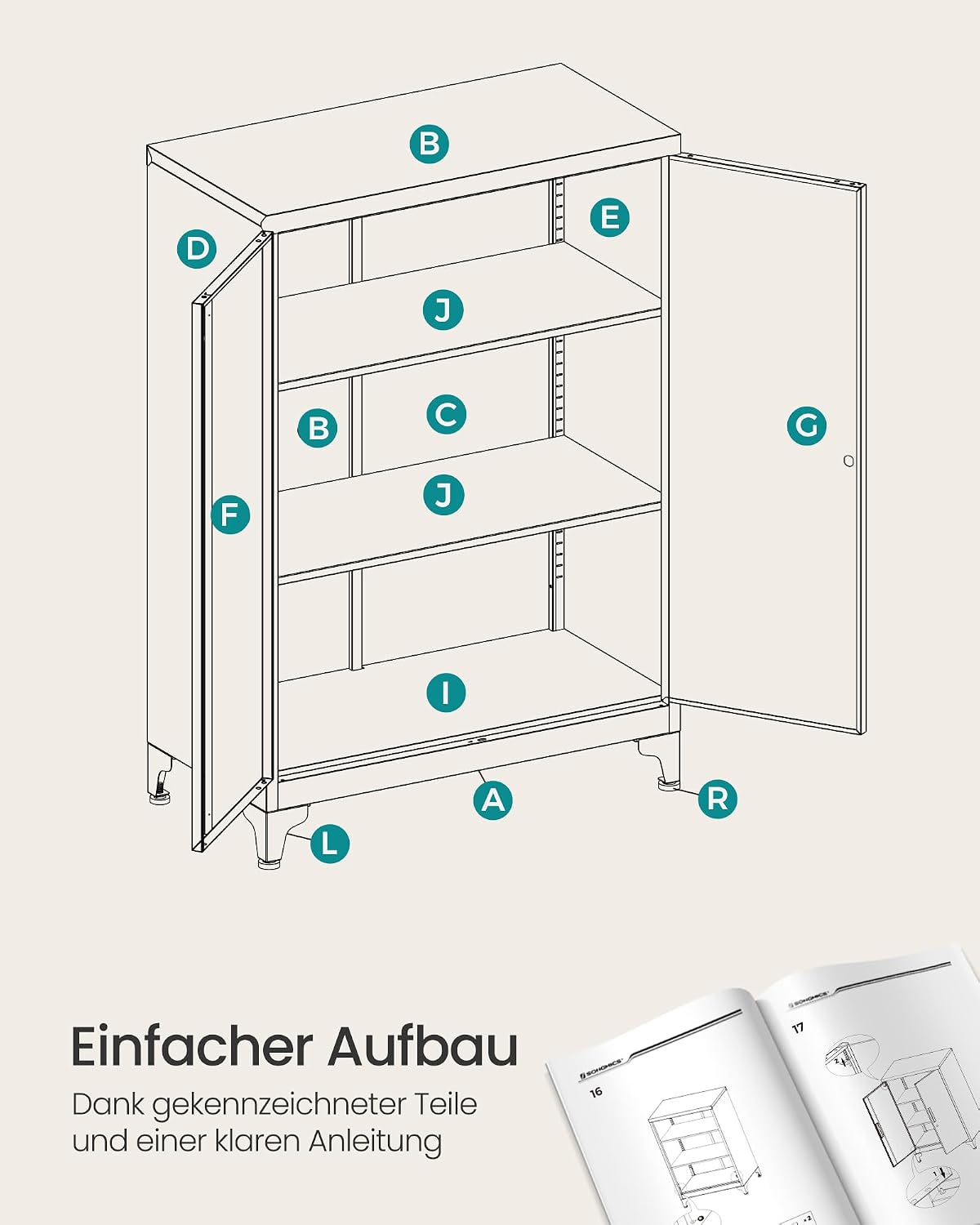 Thumbnail 6 de SONGMICS OMC012G01 Aktenschrank 40 x 60 x 90 cm