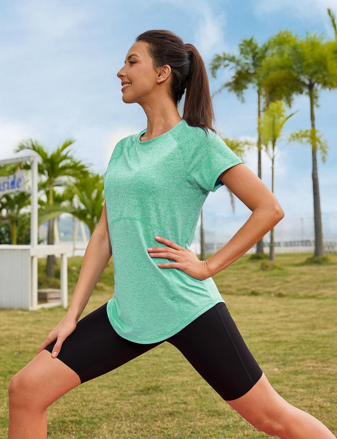 Thumbnail 2 de Terecey T-shirt sport femme à manches courtes : séchage rapide et dos en mesh pour le yoga, le fitness et la course
