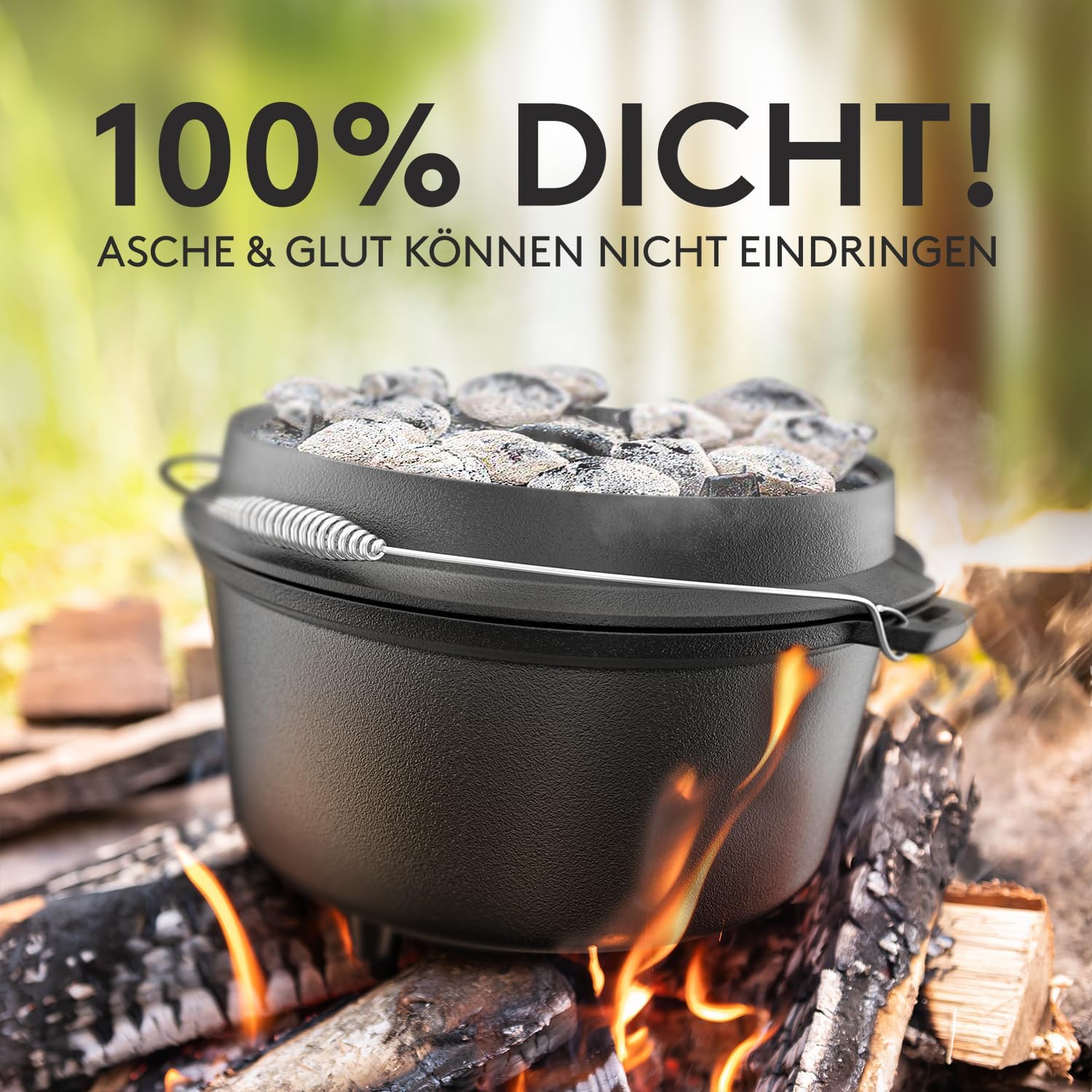 Thumbnail 4 de Taste of Fire [Das Original] – 7,4 l Dutch Oven Set mit Deckel 1,8 l, Standfüßen, Deckelheber und E-Book