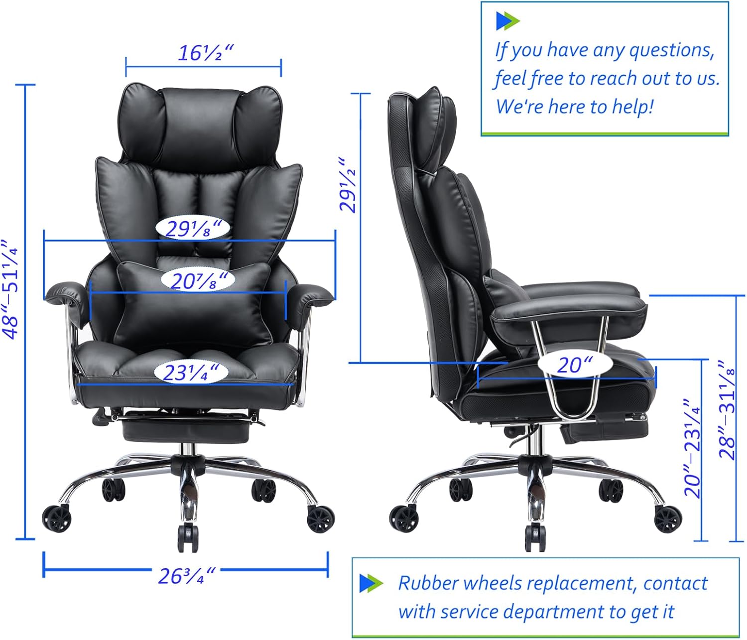 Detalle de Efomao Big and Tall Office Chair 400LBS
