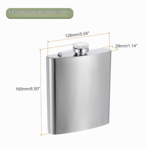 Detalle de QUARKZMAN Flachmann 500 ml Edelstahl – auslaufsicher, kompakt und zuverlässig für Outdoor-Aktivitäten