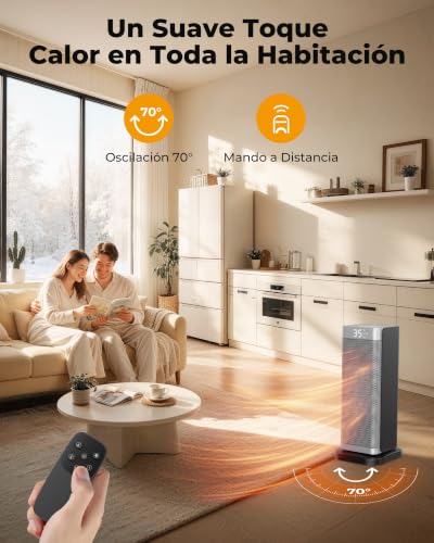 Detalle 2 de Fitabok calefactor cerámico PTC 2000 W con modo ECO, oscilación y mando