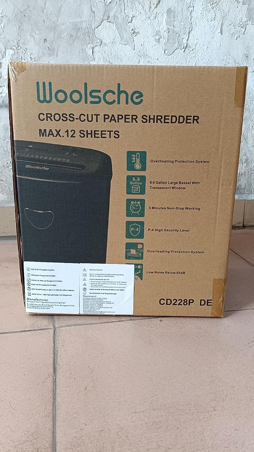 Detalle 2 de Aktenvernichter mit 12-Blatt Kapazität und 25-Liter Behälter – Kreuzschnitt, ideal fürs Home Office