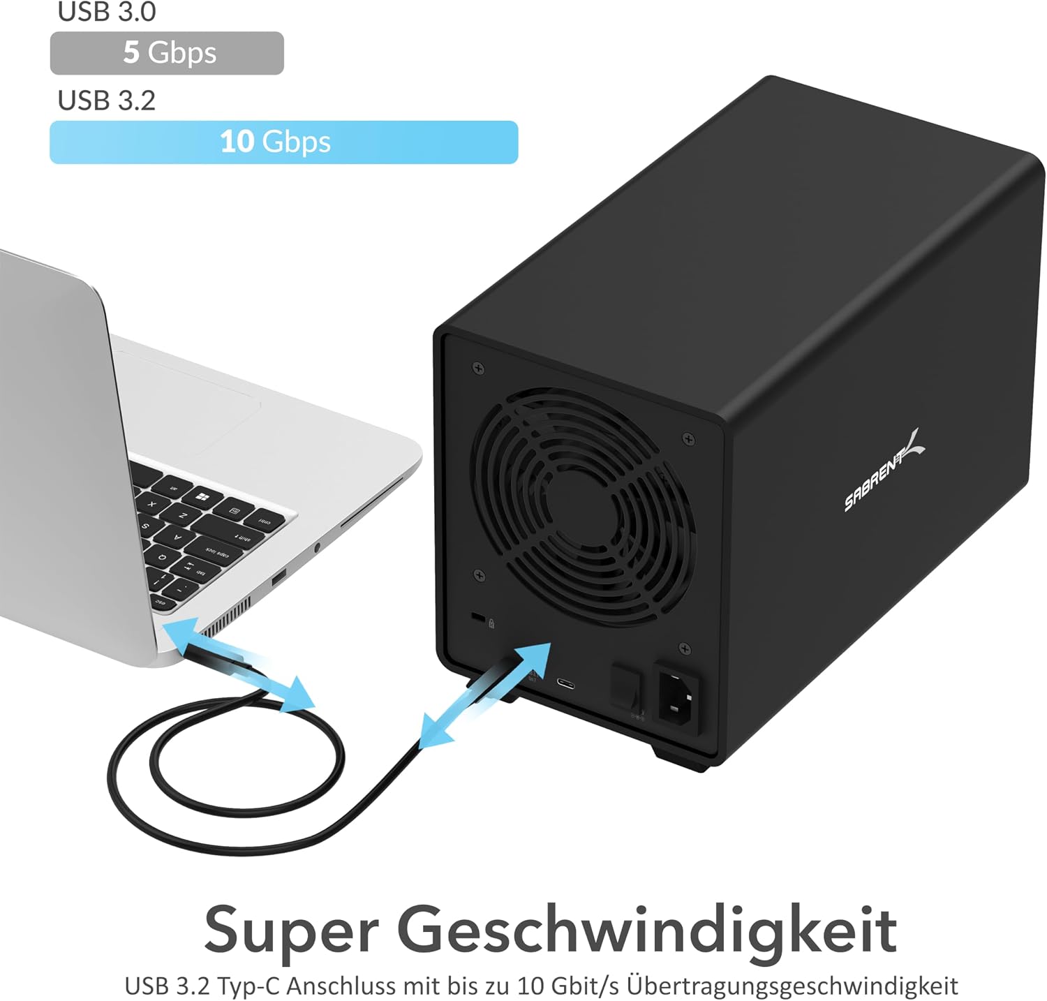 Detalle de SABRENT 5-Bay Festplatten-Dockingstation USB-C 10Gbps (DS SC5B) für SATA 2,5"/3,5