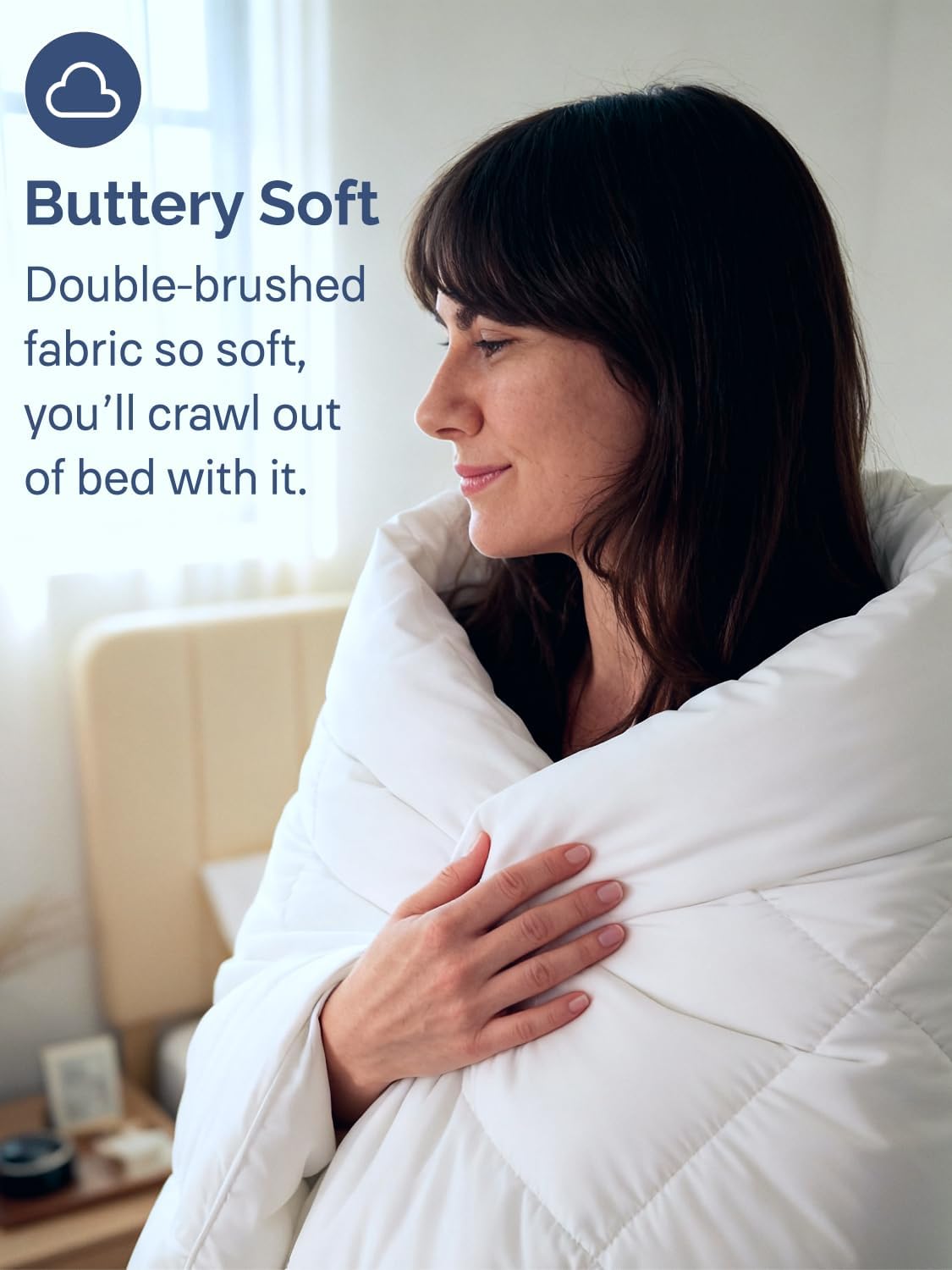 Detalle de King Size White Alternative Down Comforter — Warm, Lightweight, All-Season Hotel-Quality Bedding