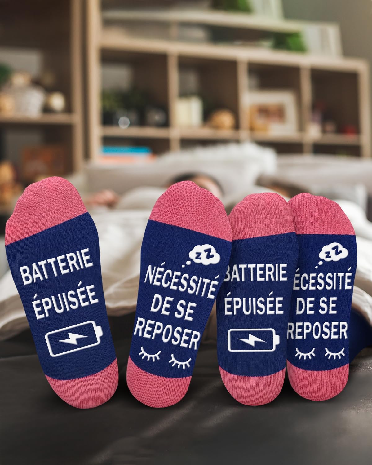 Detalle 2 de Obidodi grappige damessokken met antislip en humorboodschap, maat 37-42