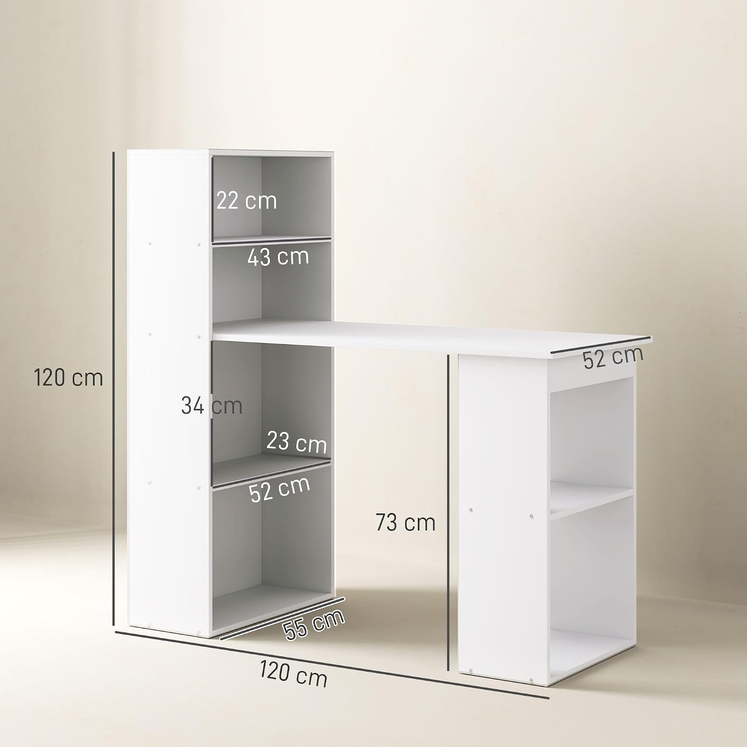 Detalle de HOMCOM Bureau Informatique 120 x 55 x 120 cm