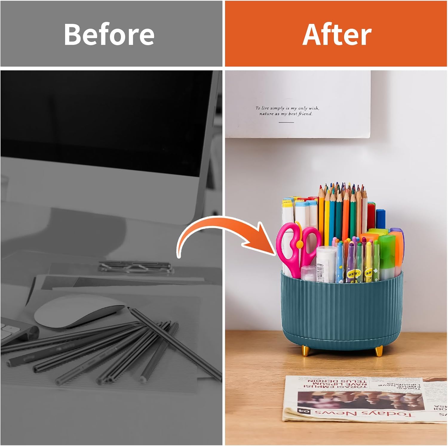 Thumbnail 1 de Marbrasse 360° rotating desk organiser with 5 compartments ✏