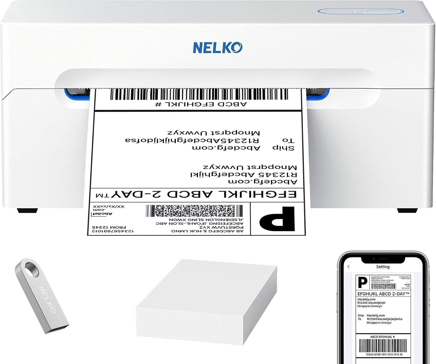 Detalle de Nelko PL70E-BT Thermal Shipping Label Printer, Bluetooth, 4 x 6, 203 DPI
