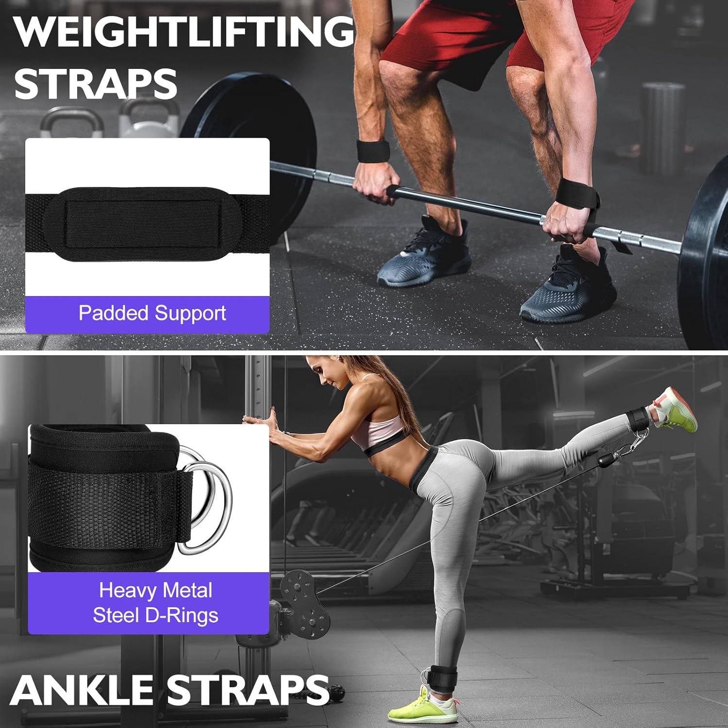 Detalle de Turakun Cable Machine Attachments Set: LAT Pulldown Bar, Double D Handles, Tricep Rope & More for Home Gym