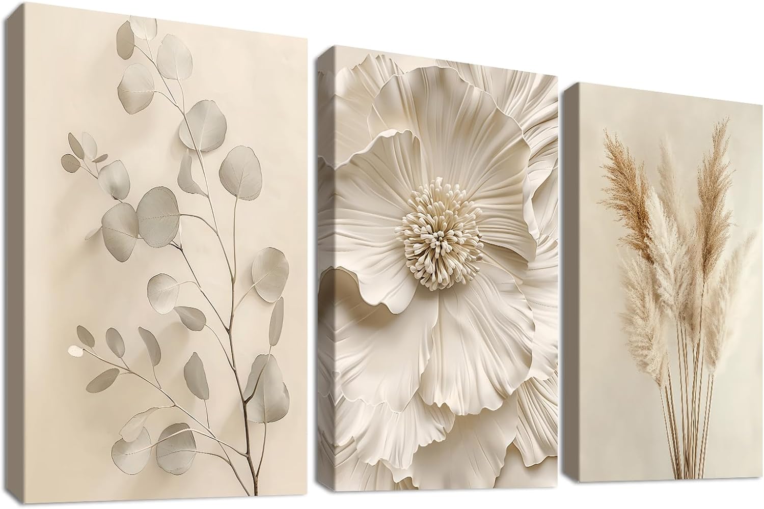 Imagen de Beige Pampasgras Leinwandbild-Set 3er en OfertitasTOP