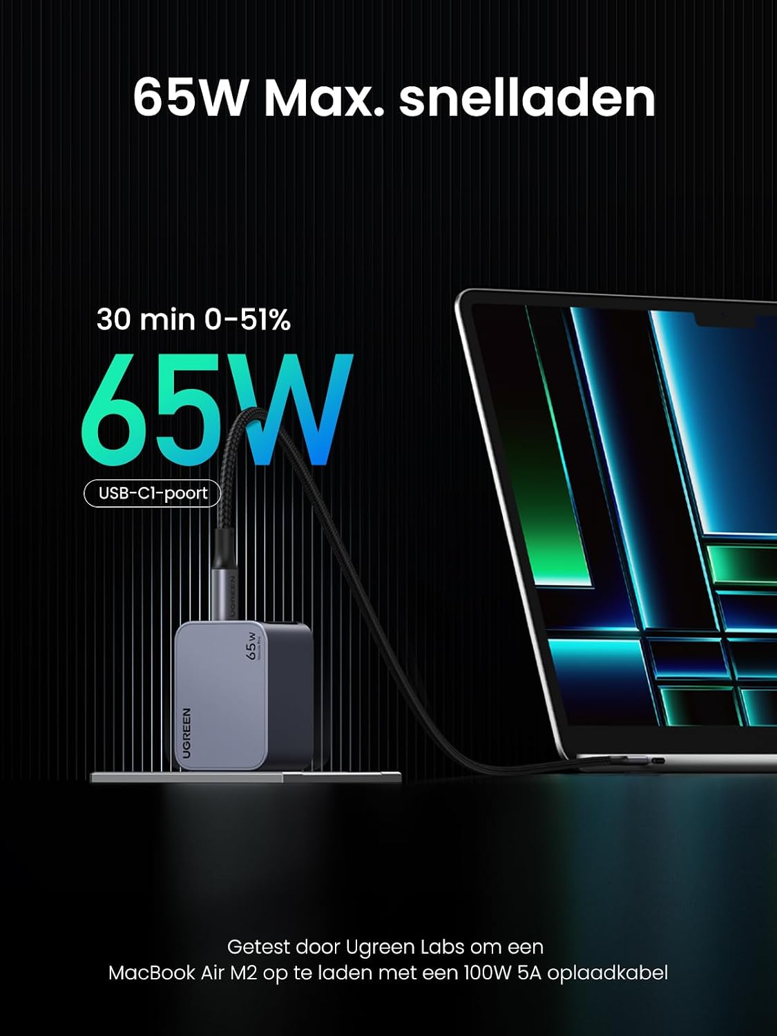 Thumbnail 1 de UGREEN Nexode Pro 65W USB-C-oplader met 3 poorten, GaN en PPS
