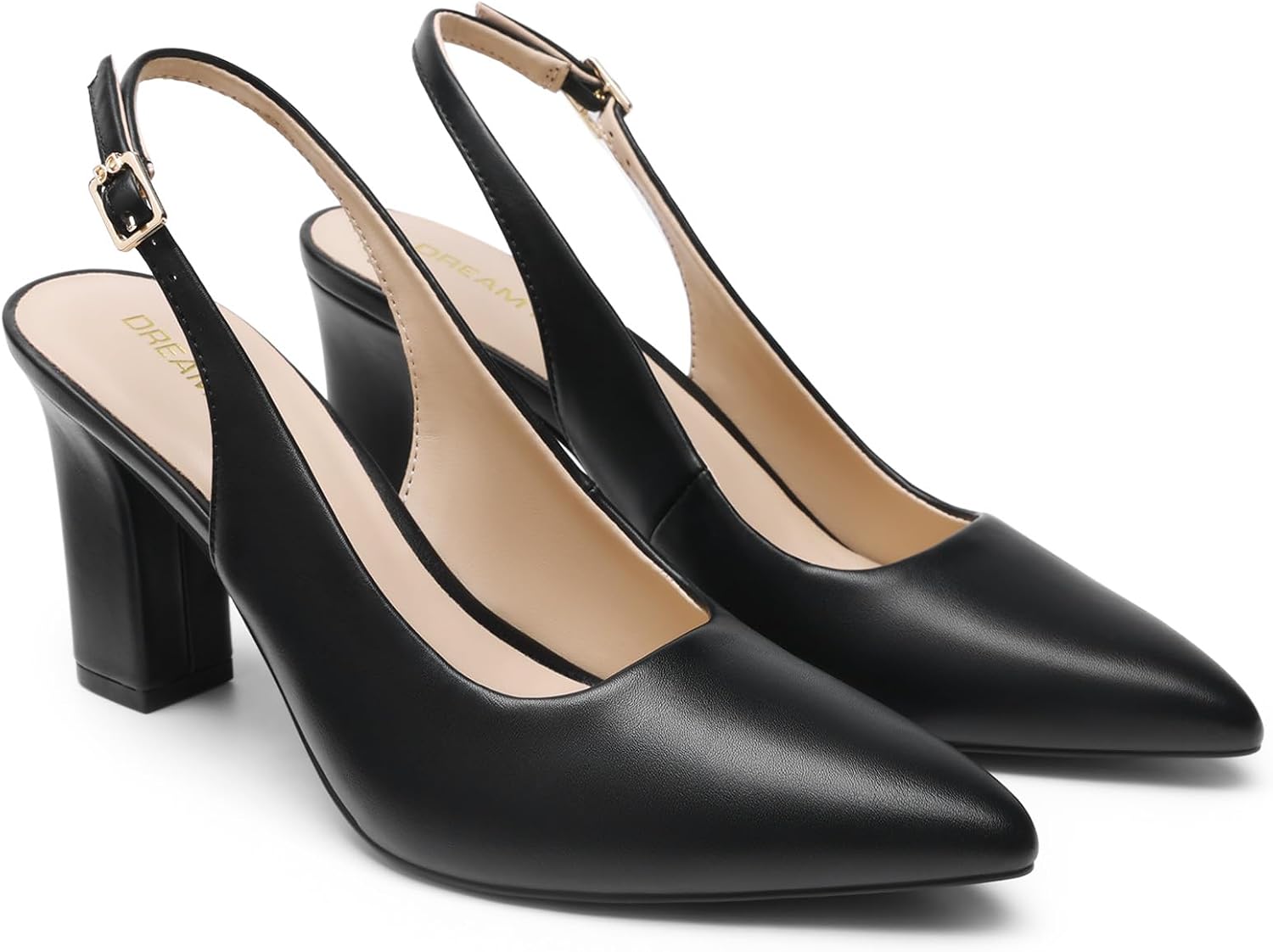 Detalle de DREAM PAIRS Scarpe da donna con tacco slingback: punta affilata e tacco a blocco