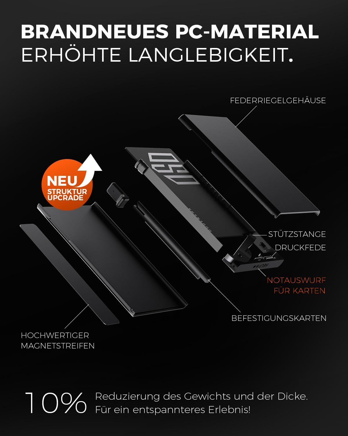 Thumbnail 1 de DODENSHA MagSnap Airtag Wallet Herren mit RFID-Kartenetui aus Leder (Carbon) – Smart Wallet mit AirTag-Fach