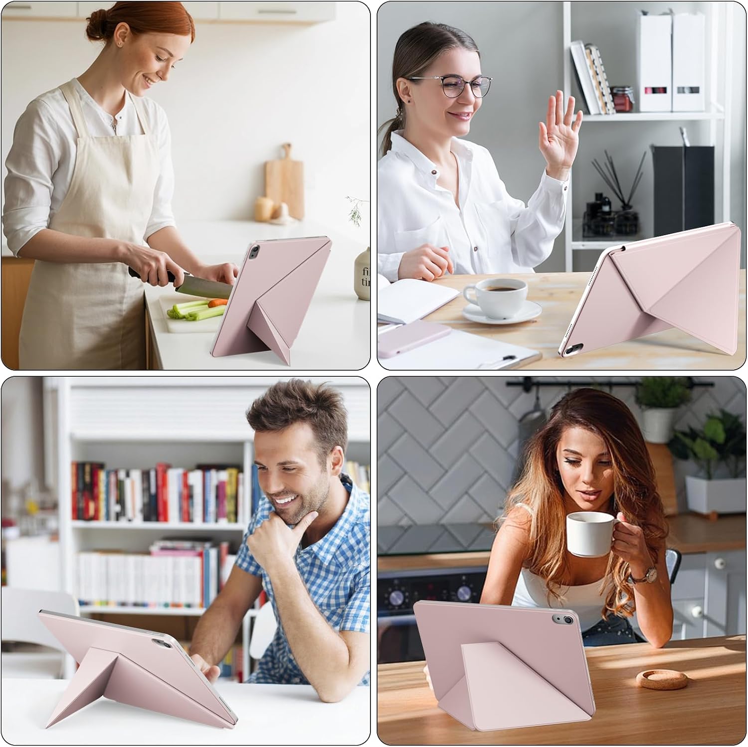 Detalle 2 de KENKE iPad Magnetic Case for A16 11th Gen and 10th Gen, Pink PU Stand