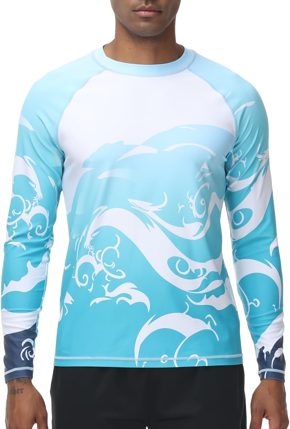 Detalle de VAYAGER Herren Rashguard Langarm UPF 50+ – Schnelltrocknendes Schwimmshirt