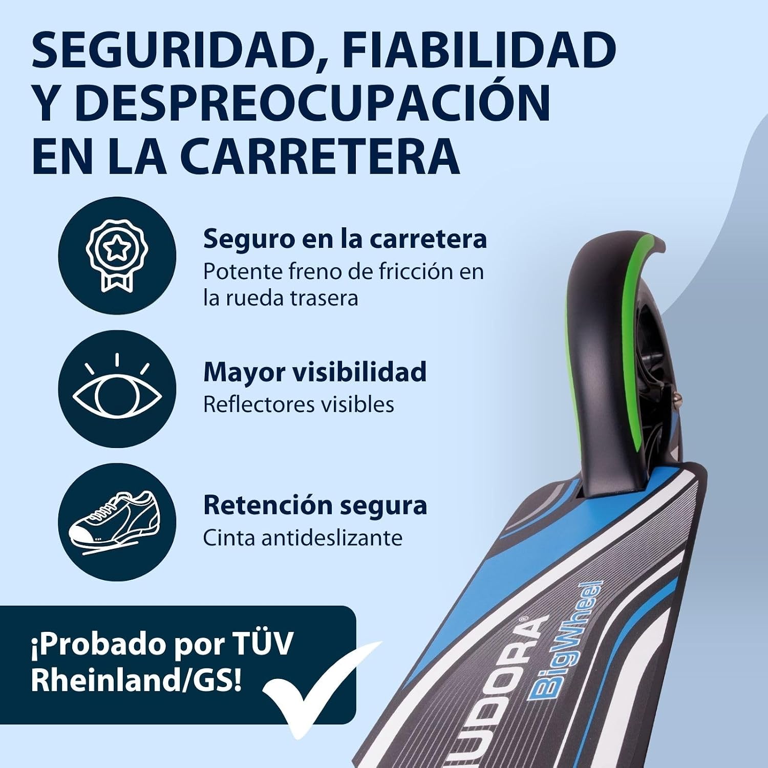Detalle 1 de HUDORA Scooter BigWheel 205 patinete plegable, hasta 100 kg 🛴