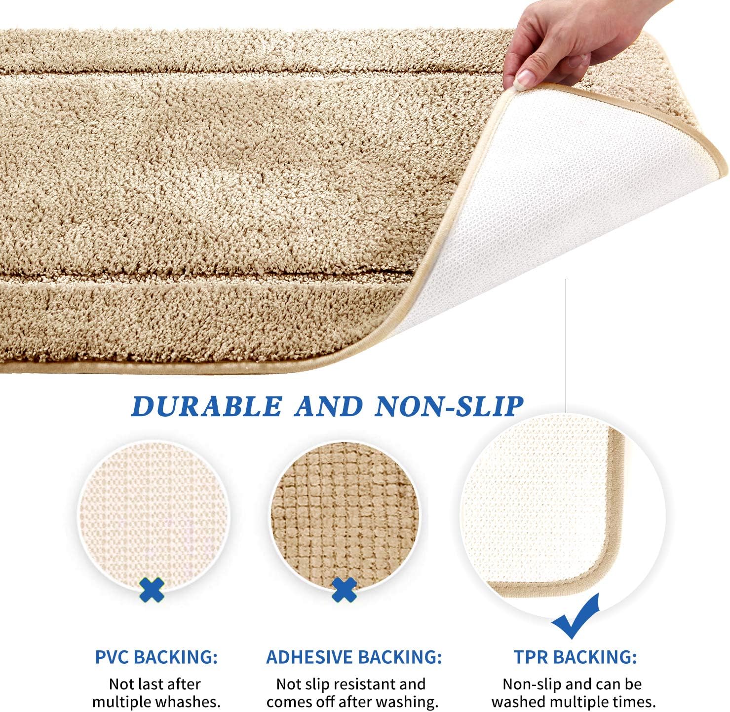Detalle 2 de SOANNY S-EU-B0102 badmatset van 2 in camel, microvezel en antislip