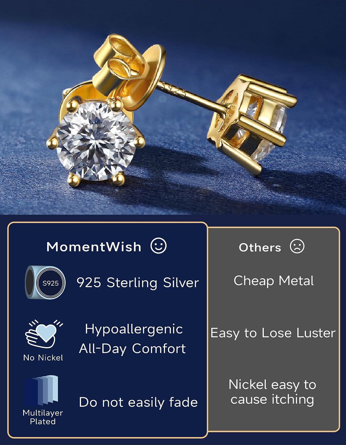 Detalle 2 de Moissanite Ohrringe Gold 585 mit 1 Karat