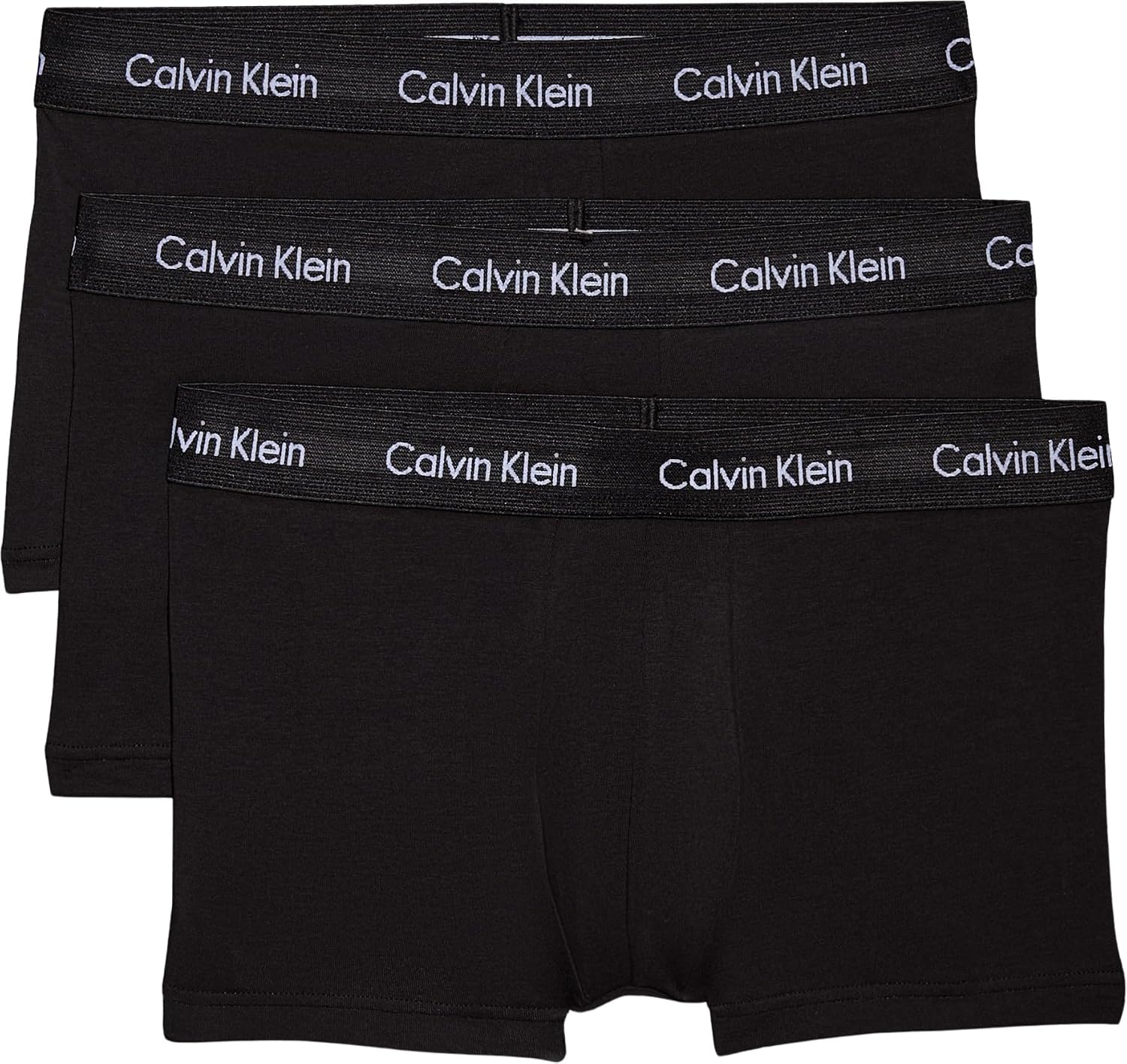 Detalle de Calvin Klein Boxers Taille Basse – Lot de 3 Homme, Noir (Black W Black WB), M