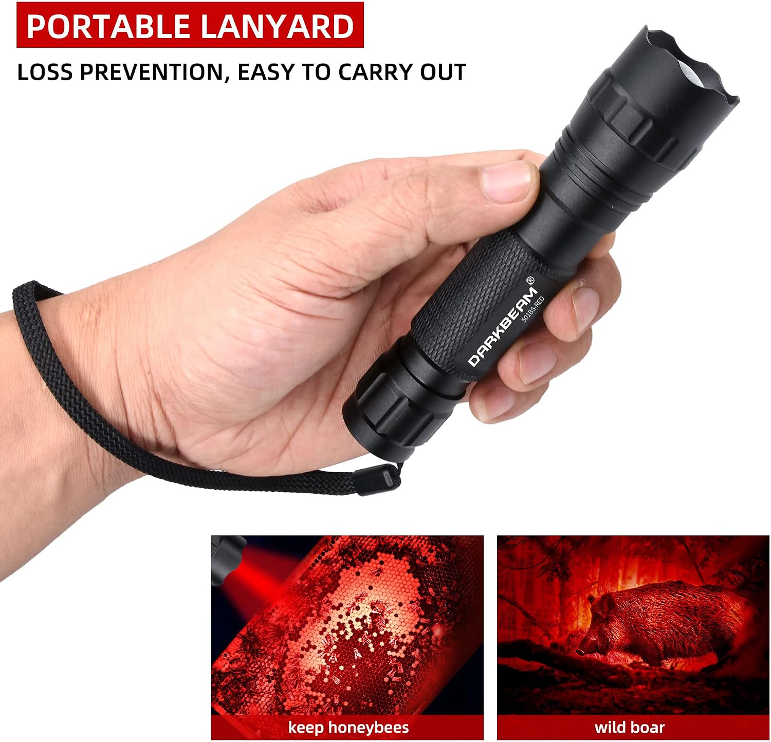 Thumbnail 5 de DARKBEAM 501B-S rode zaklamp met verstelbare focus, 500 lumen en USB-opladen