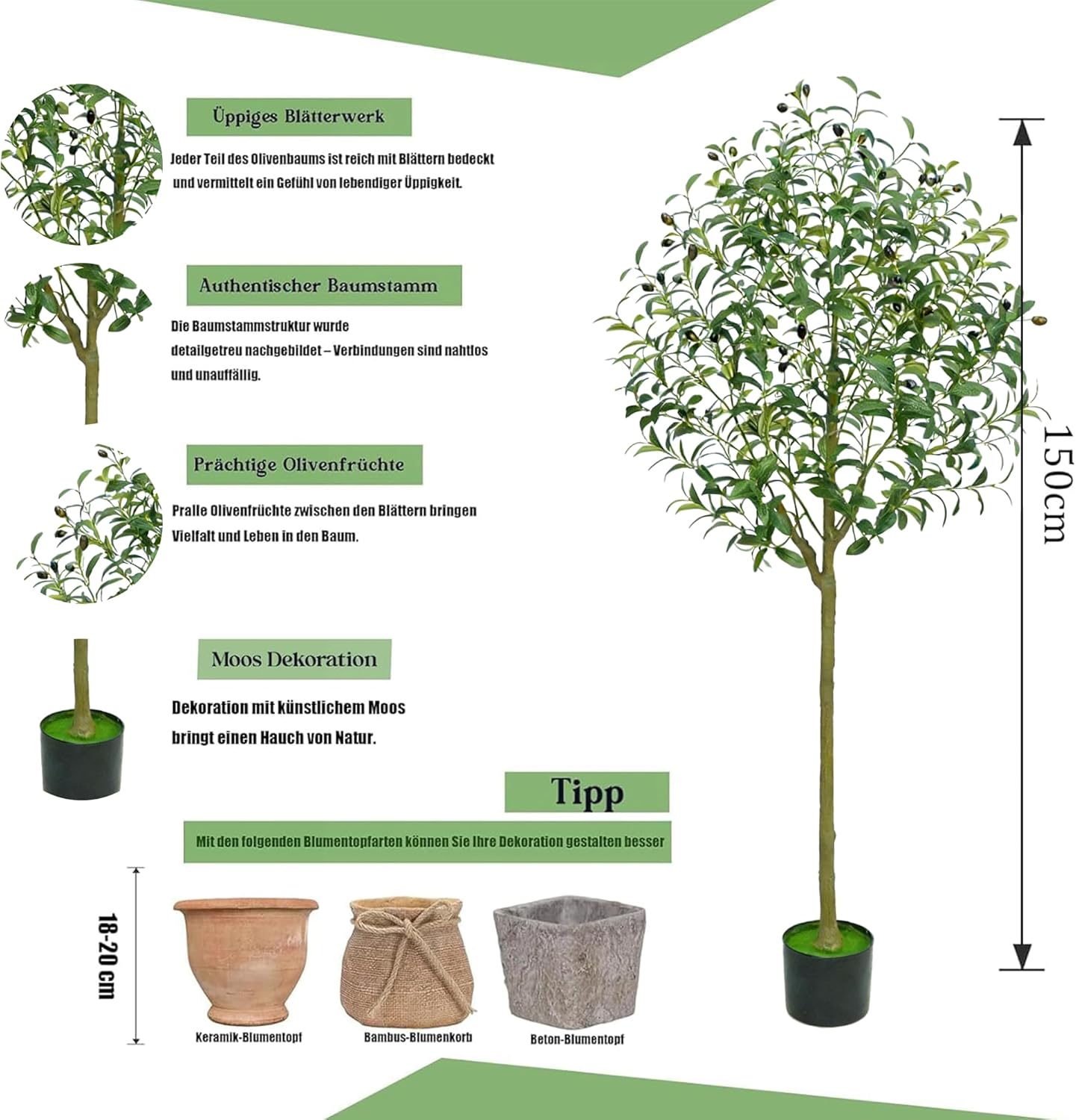 Thumbnail 1 de crafity Künstlicher Olivenbaum 150cm