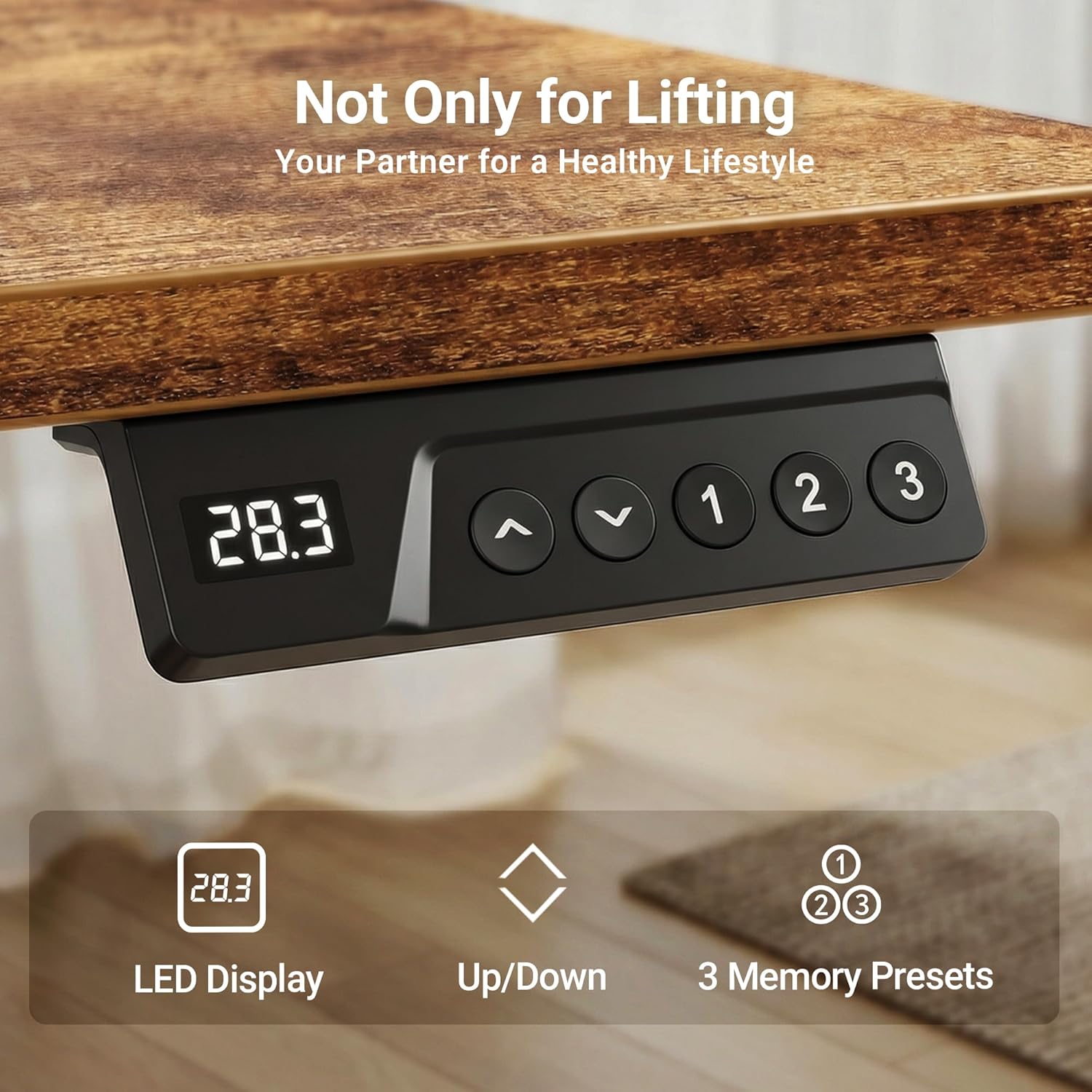 Thumbnail 3 de Claiks Electric Standing Desk 120x60cm – Height Adjustable with 3 Memory Presets