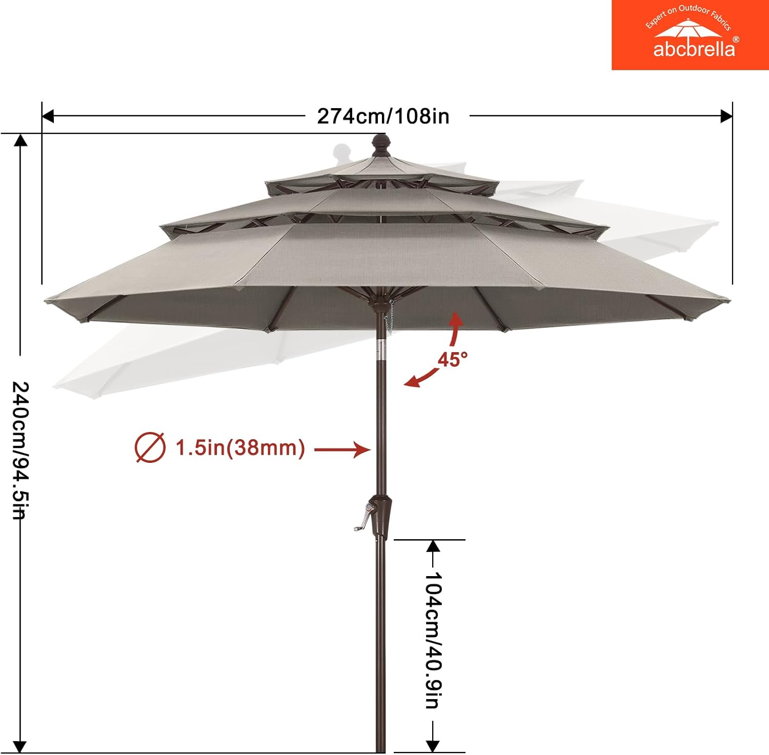 Thumbnail 6 de ABCCANOPY Patio Umbrella, 9FT